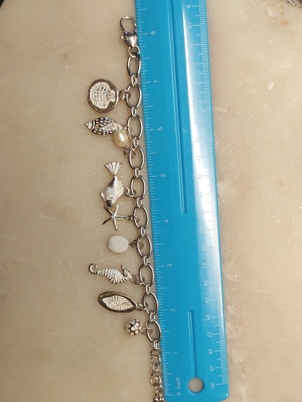 Brighton RARE Nautical Charm Bracelet Silver And White Pave' Crystals - Picture 5 of 8